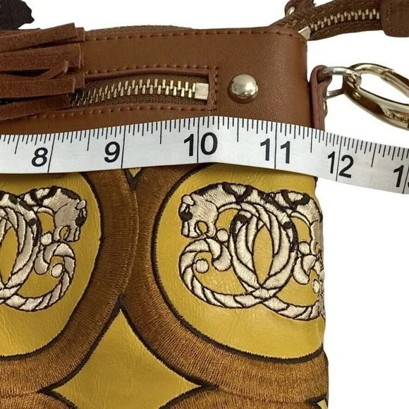 Vintage Sharif Handbag Crossbody Shoulder Purse Africa Jungle Embroidery Leather - Picture 7 of 12